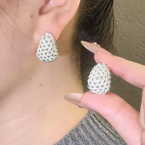 Silver Hydrangea Design Stud Earrings Dainty and Delicate Daily Commute Versatile Earrings Jewelry