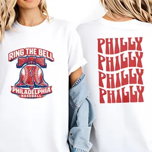 Ring The Bell City Baseball T-Shirt, Front & Back Print Retro Philly Graphic Tee, Vintage Baseball T-Shirt, Gift for Fan