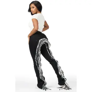 Ottiana Black Stacked Flare Jean