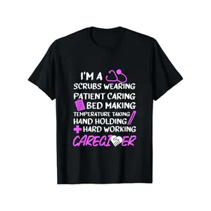 Funny Caregiver T-Shirt - Retro Scrubs Suitable for Healthcare Workers, Nurses, Carers - Machine Washable Round Neck Tee for Hospital Uniforms & Casual Attire - Caregiving Apparel