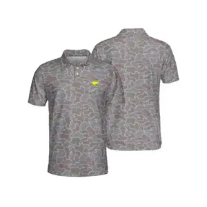 Men’s Driftwood Camo Golf Polo Shirt, Vintage Camouflage Performance Golf Polo, Breathable Sportswear