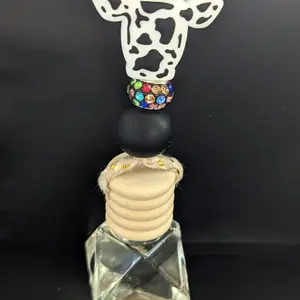 Stylish Black Cow Print Car Diffuser with Salted Caramel Fragrance Oil for Car Interior Accessories, Automotive & Motorcycle - Easy to Use & Instructions Included