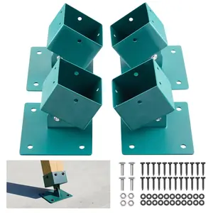 【Summervibes】VEVOR Swing Set Brackets, 4 Pack Heavy Duty Swing Set Leveling Hardware, Fits 4 x 4 in Post (Actual 3.6 x 3.6 in), 45°-60° Angle Range, Stainless Steel Anchor Level Kit on Uneven Grass Wooden Ground