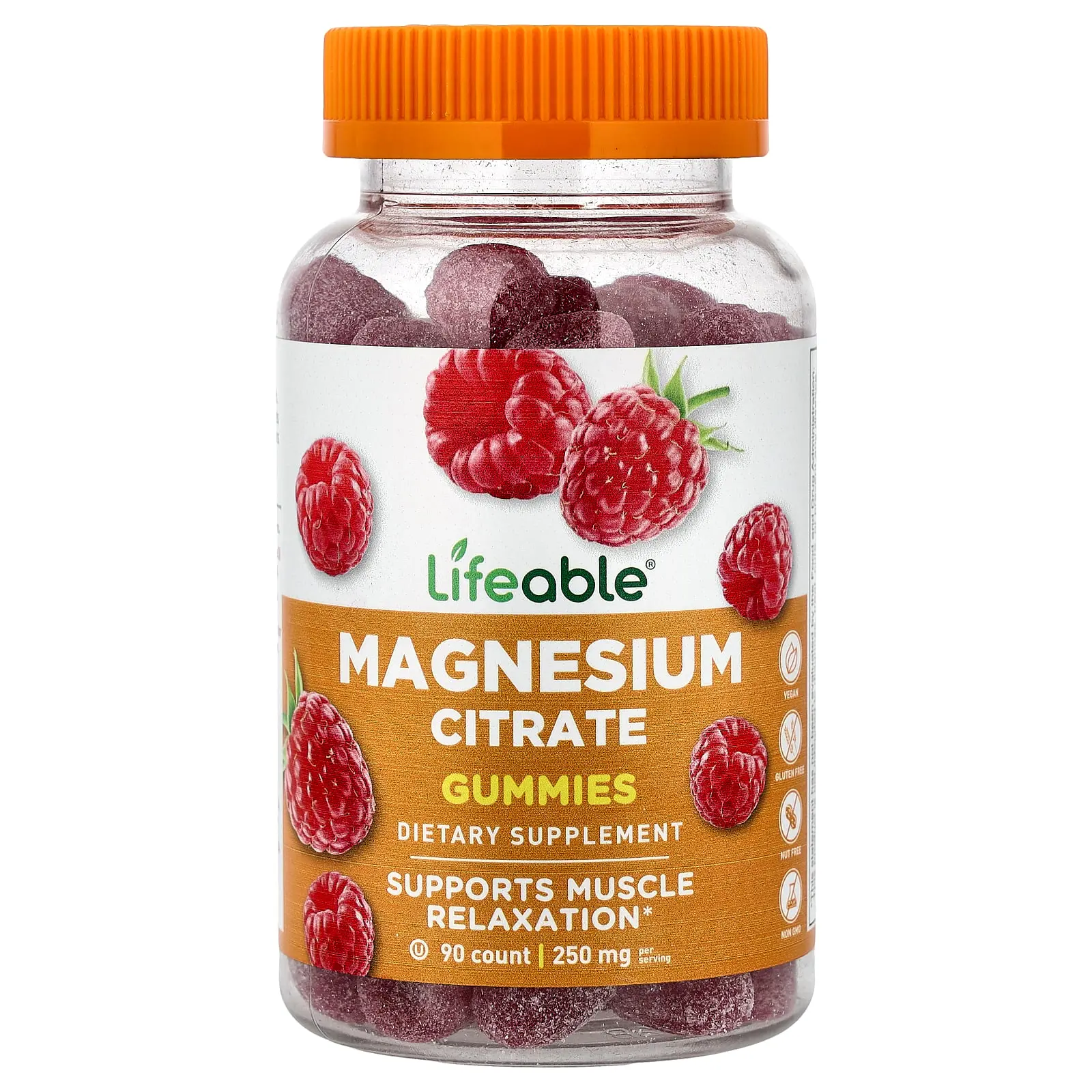 Lifeable Magnesium Citrate Gummies, Raspberry, 90 Gummies (83.3 mg per Gummy)