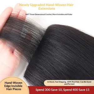 Real Human Hair Wig Invisible Seamless Hand-Woven Edge Real Human Hair Wig Voluminous Full Wig Hair Extension One-Piece Real Human Hair