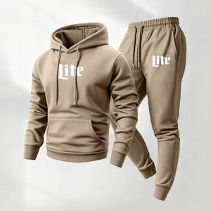 Men's printed hooded sweatshirt and drawstring sweatpants set, men's clothing, casual long-sleeved hooded jacket and trousers, suitable for autumn and winter wear, men's everyday casual wear, indoor and outdoor sportswear, tracksuit.