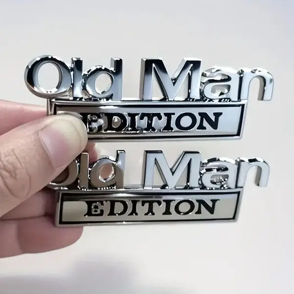 Father's Day Gift 2Pcs Old Man Edition 3D Emblem Sticker Badge Funny Decals for Car Truck SUV Motorcycle Waterproof Sunproof Universal Fit 10cm x 3.3cm