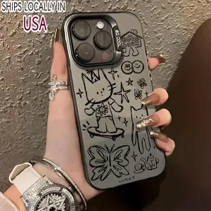 Cute Cat Pattern Phone Case, Anti-drop & Shockproof Phone Protective Cover, Phone Accessory Compatible with iPhone 15 14 13 12 11 Pro Max