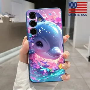 Phone Case Compatible with Galaxy S23 Ultra S24 Plus S25 S22+ Cute Dolphin Patterned Anti-Scratch Shockproof Pocket-Friendly durable Cover Cellphone Protective
