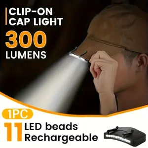 Portable Outdoor Headlamp Rechargeable, 11 LED Hat Clip Light, Aaa Battery Powered, Super Bright Headband Flashlight, Ideal for Night Fishing, Work, Cycling, Hiking, Travel