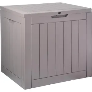Plastic Deck Box Small Resin 31 Gallon Patio Storage Boxes Outdoor Waterproof Storage for Outside Toy Storage Box Waterproof Grey Garden Storage Bin with Lid Lockable Dock Box