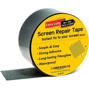 Screen Repair kit. Window Screen Repair Tape. Premium Strong Adhesive (2"x180"(15ft), Grey)
