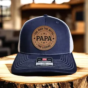 Funny Leather Patch Hat, Design For Papas, Papa the Man the Myth the Legend, Richardson 112 Snapback, Gift For grandpas, Engraved Design