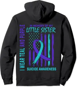 Grieving Gifts Loss of Little Sister Suicide Awareness Flag Pullover Hoodie - 39B09FFLCT6T