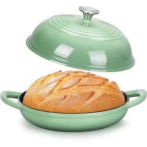 Dutch Oven, 6 Qt Enameled Dutch Oven Pot for Sourdough Bread Baking, with Tall Dome Lid & Round Base Pan, Non-stick, Pistachio Green