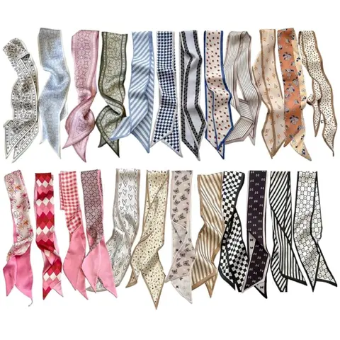 24PCS Fashion Scarves for Women Multifunctional Neck Scarves Purse Scarf Headbands for Bags Hair Accessories