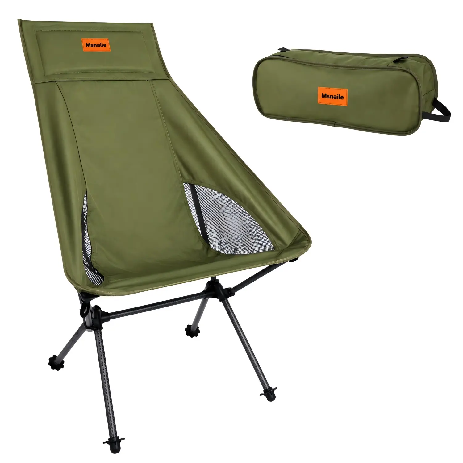 【tiktokmademebuyit】Msnaile High Back Carbon Fiber Camping Chair,2.6 lbs Ultralight Folding Camp Chair for Adults,Compact Portable Backpacking Chair for Hiking,Camping,Outdoor Travel,Camping Essentials & Accessories