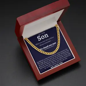 To Our Son We Closed Our Eyes For A Moment Cuban Link Chain Necklace Gift For Son Jewelry Necklace with Message Inside