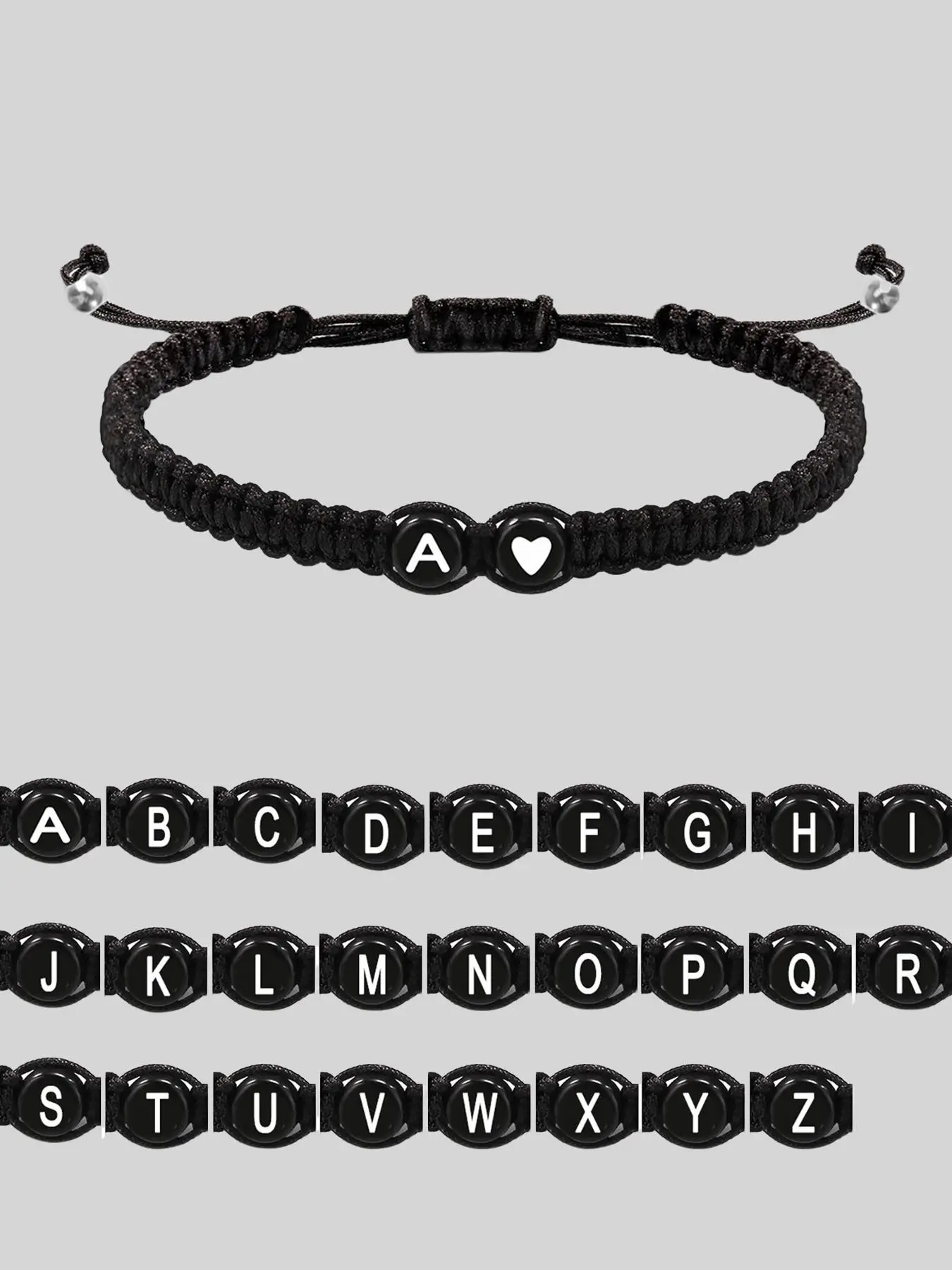 Summer 2024 Trendy 26 Letters Beaded String Bracelet, Love Heart Charm Bracelet for Couple, Friendship Matching Bracelet, Clean Girl Outfit, Fashion J