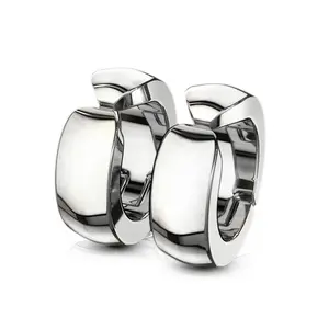 Domed Cuff Clip On Non-Piercing Huggie Hoop Earrings