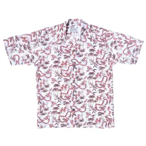Little Hula Hawaiian Shirt for Men, Short Sleeve Button Down Aloha Shirt, Summer Beach Vacation Casual Ethnic Print Top, Lightweight Tropical Party Outfits