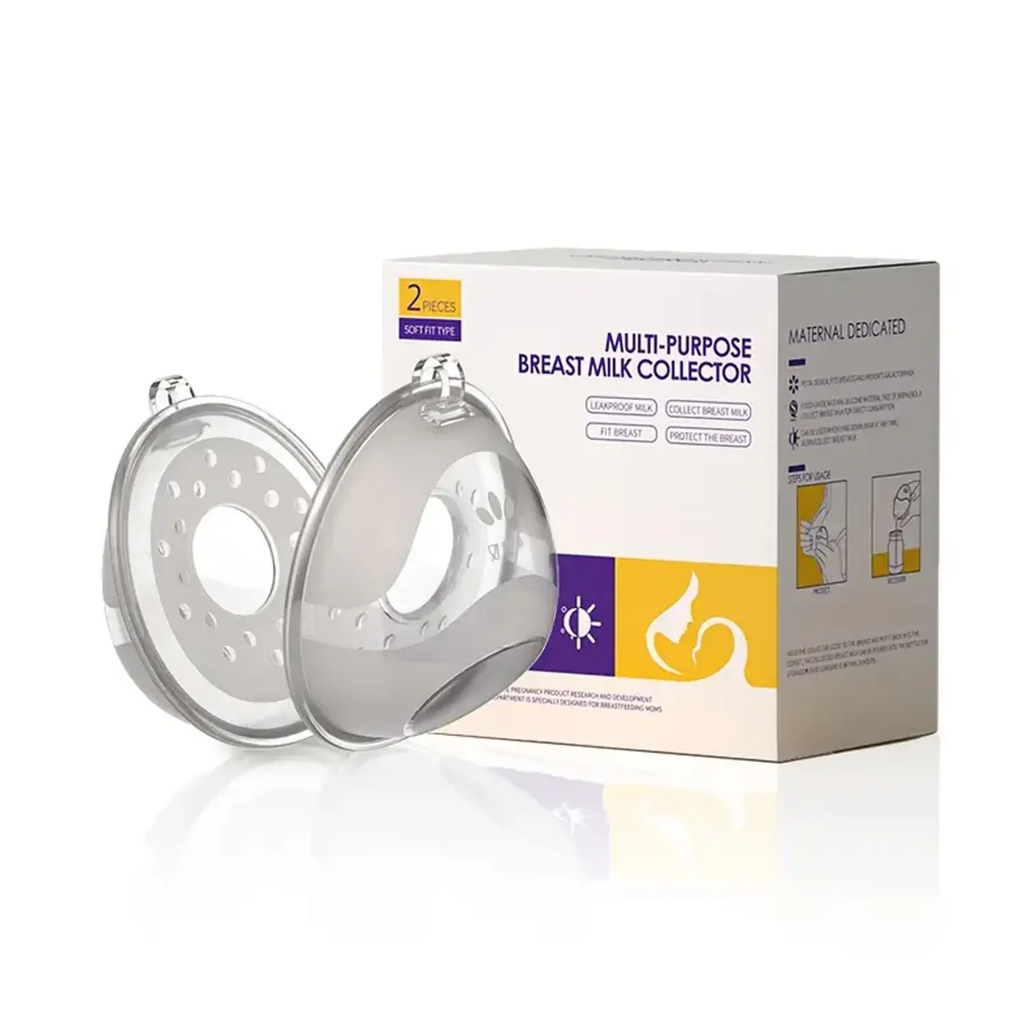 2-Pack Breast Milk Collectors, Wearable Nursing Pumps, Leak-Proof Reusable Breast Milk Storage Cups, Essential Maternity Gear, Silicone Milk Collector, Breast Milk Saver, Breastfeeding Accessories