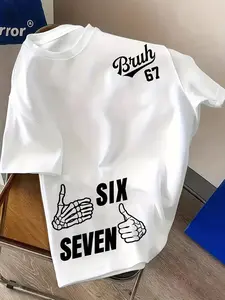 Cool Skull Gesture T-Shirt, Unisex Casual Short Sleeve, All over Print, Streetwear Style, Fitted Long Clothing, Kids & Adults