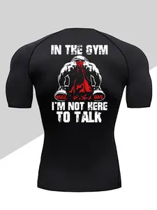 Men's Dragon Print Compression T-Shirt, Quick-Dry Breathable Stretch Fabric, Tight-Fitting Short Sleeve Top for Fitness and Outdoor Activities, Gym Shirts