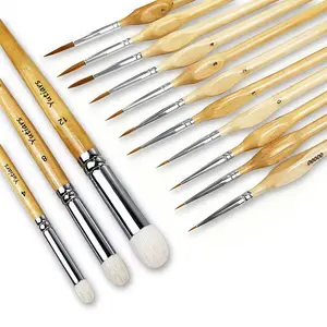 Premium Miniature Paint Brushes Set - Goat Hair Dry Brushes for Model/Scale Miniatures Painting, Domed Drybrush Kit - Ideal Christmas Gift for Beginners, Artist Brushes, Painting Tools, Artist Supplies