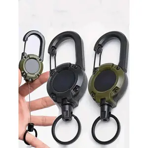 1pc Backpack Tactical U-Shaped Easy Pull Keychain, Retractable Outdoor Keychain, Portable Outdoor Spring Buckle, Hook Carabiner, Size, Suitable For Outdoor Activities, Hiking And Fishing, Multi-Tool Badge And ID Card Holder, No Battery