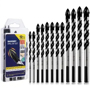 Masonry Drill Bit Set & Concrete Drill Bit Set, 1/8 to 1/2 inch Professional Carbide Drill Bits Tip for Glass, Tile, Brick, Cement Concrete Plastic Wood etc.Masonry Drill Bits Set by DYRECELVE