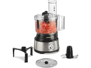 Hamilton Beach Food Processor & Vegetable Chopper for Slicing, Shredding, Mincing, and Puree, 10 Cups + Easy Clean Bowl Scraper, Black and Stainless Steel (70730)