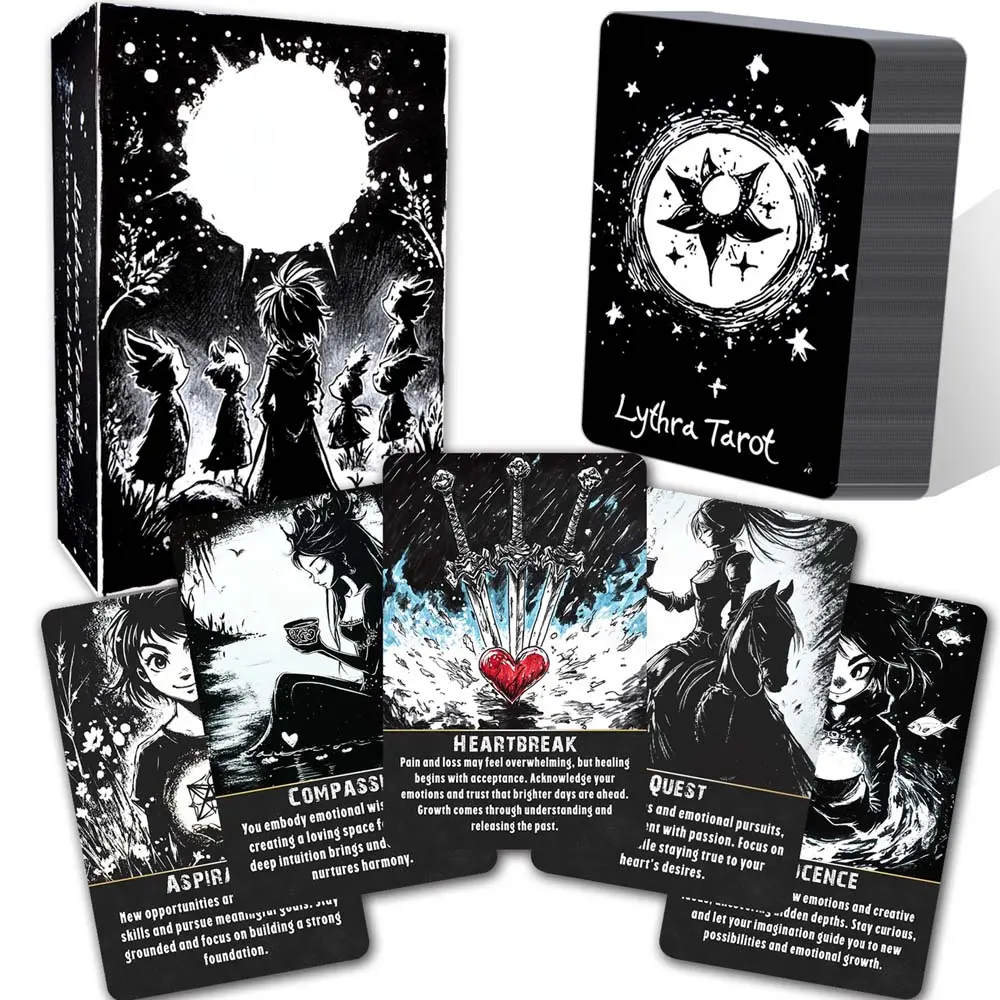 78 Pcs Lythra Tarot Card Set, 13x9 Cm, Artwork, Spiritual Exploration, Connect, Inner Wisdom, Empowering, Daily Guidance, Meditation, Reflection, Insights, Inspiration, Personal Growth, Card Reading Game Suitable for Beginners and Advanced Readers