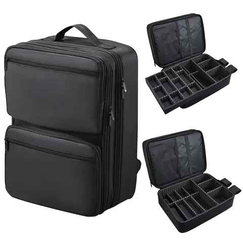 Large Barber Bag Portable Backpack for Clippers and Supplies Professional Hairdresser Bag with Detachable Tray Adjustable Dividers