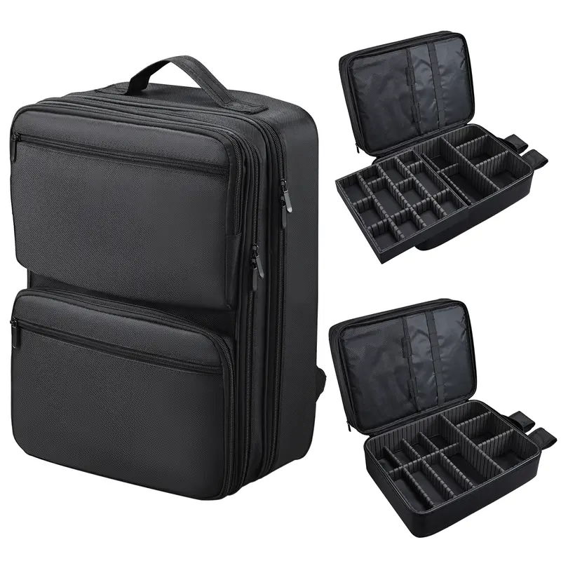 Large Barber Bag Portable Backpack for Clippers and Supplies Professional Hairdresser Bag with Detachable Tray Adjustable Dividers