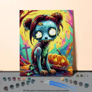 Skull Pattern Paint By Numbers Kit with Paint Brushes & Acrylic Paint, 1 Set DIY Painting By Numbers without Frame, Wall Art Decor for Home Living Room Bedroom