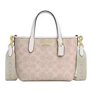 Coach City 15 Tote Bag for Women – Detachable Strap, Faux Leather, Mini Crossbody Handbag in Sand and Chalk White