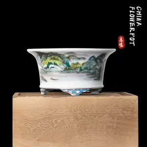 Xirang ceramic flower pot landscape painting Flowerbonsai 0001