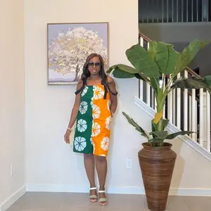 Handmade Ankara Romper: Orange & Green African Print Summer Playsuit