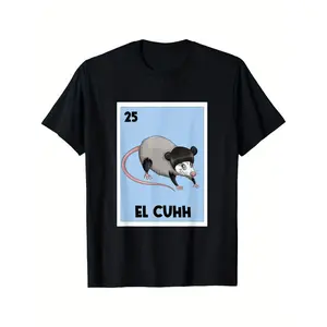 Mens Opossum Lovers, Junk Eaters, El Cuhh Mexican Bingo Cards Graphic T-Shirt