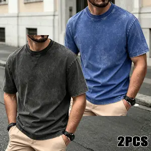 Men's 2-Pack Cotton Crew Neck T-Shirts, Plain Tailored Fit, Lightweight Breathable Streetwear for Gym, Travel & Casual Wear