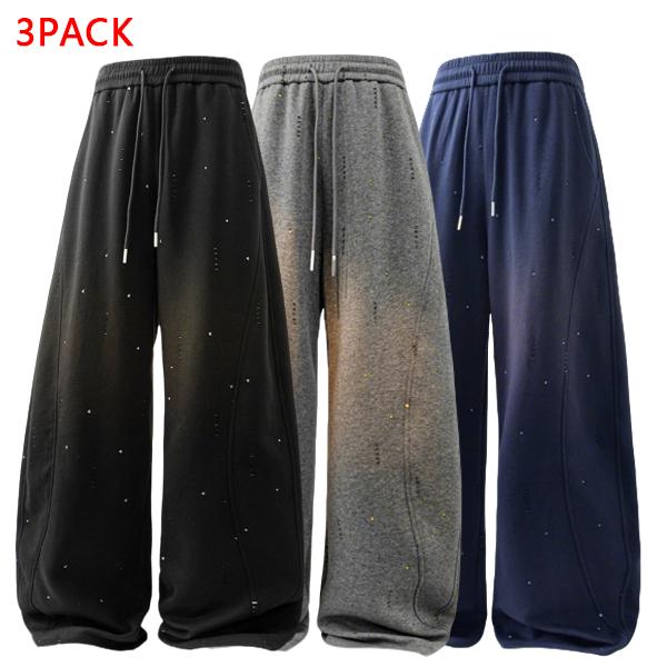 3PACK Men's Premium Sparkle Wide Leg Pants, Casual Drawstring Baggy Trousers, Perfect for Club, Party, Daily & Streetwear