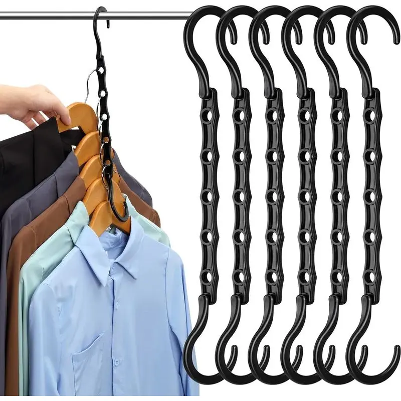 S-Shaped Bag Hangers, 6-Pack Plastic Vertical Hooks for Space-Saving Closet Organization, Compact Purse Organizer to Maximize Storage, Accessible