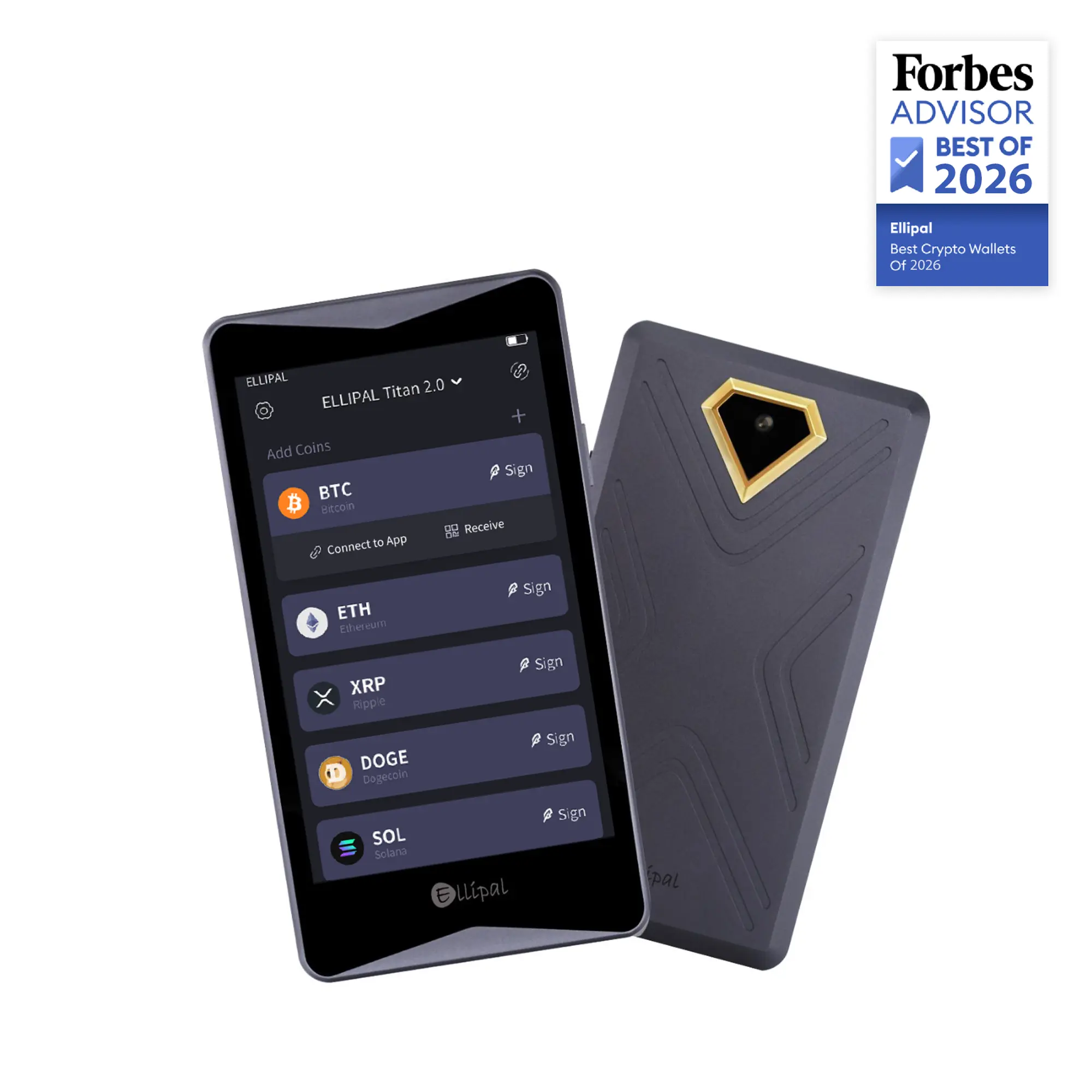 ELLIPAL Titan 2.0 Crypto Cold Wallet, Fully Offline, Air-gapped - Secure Wallet for 10000+ Coins & Tokens & NFTs- Secures Private Keys Security Hardware