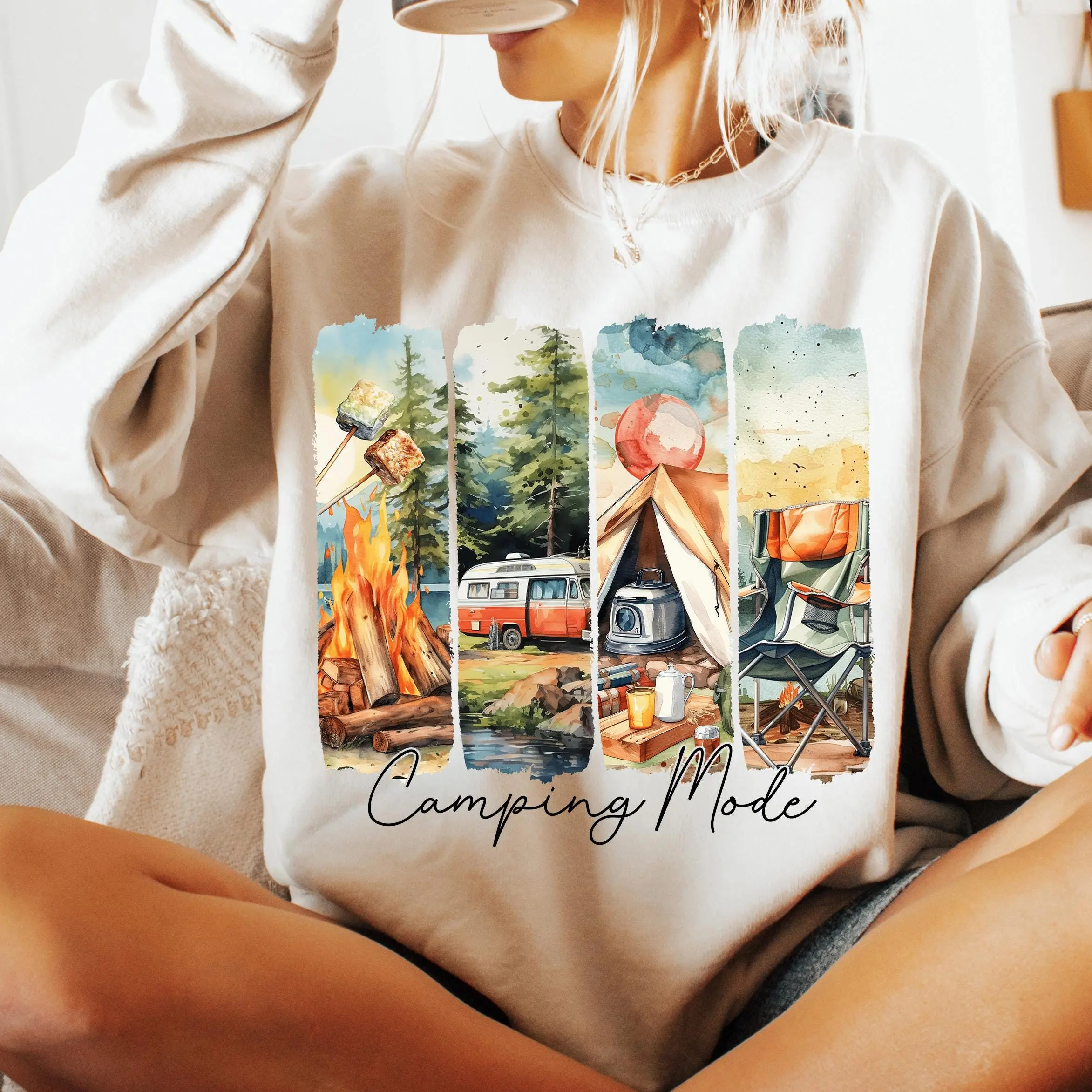 Camping Mode Sweatshirt, Retro Summer Sweatshirt, Family Adventure Sweatshirt, Outdoors Sweatshirt, Camping Sweatshirt, Vintage Camping Sweatshirt