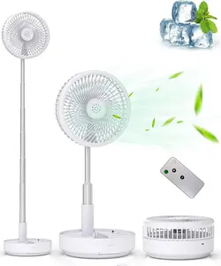 Portable Cordless Oscillating Fan with Remote, Foldable Telescopic Height Adjustable Fan, 7200mAh USB Rechargeable Battery Operated Camping Fan for Outdoor Travel Home Bedroom