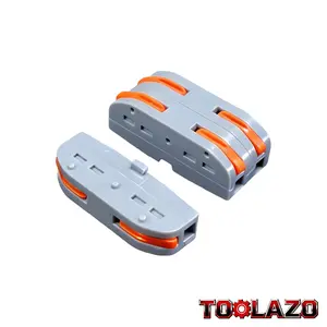 TOOLAZO 10-Pack 1-In 1-Out Lever Wire Connectors Compact Push-In Terminal Blocks for Quick Secure Inline Wire Splices Compatible with 28-12 AWG Solid Stranded Copper Wires for Lighting Fixtures Switches and Electrical Repairs