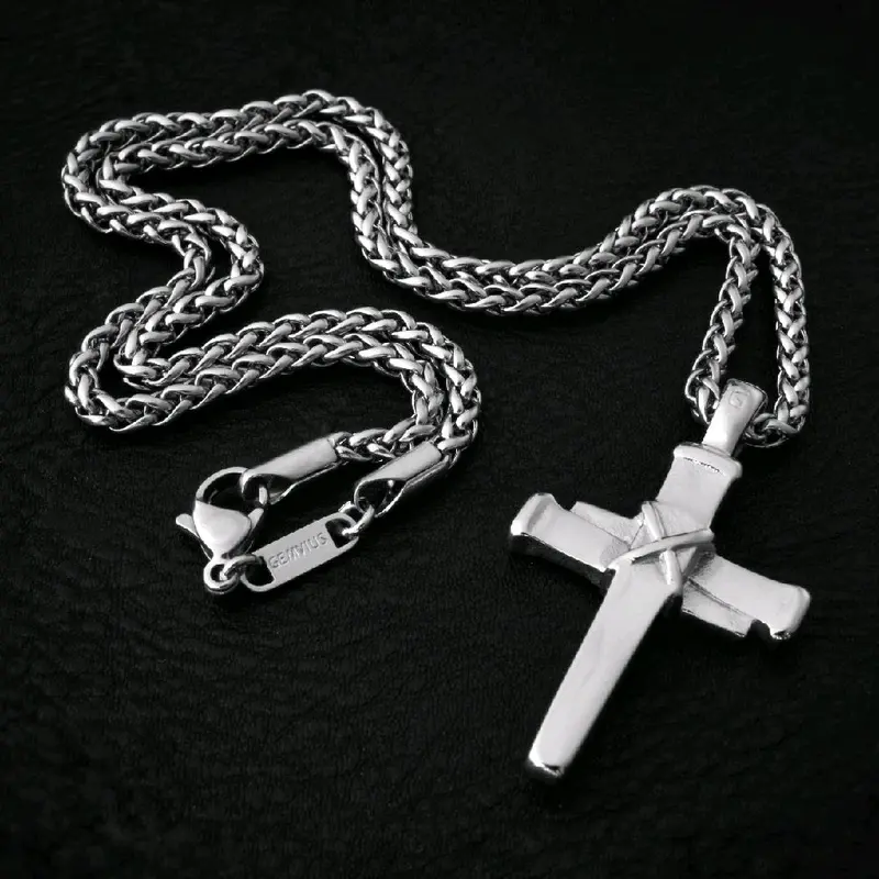 Gemvius Signature Nail Cross Necklace - Stainless Steel