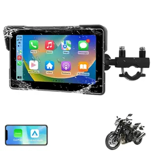 Srnubi 7-Inch Wireless Motorcycle Carplay GPS Navigation System with Wireless Carplay and Android Auto, Portable Motor Car Play Screen with Dual Bluetooth, Navigation, Siri, Goo--gle Assistant, Anti-Glare