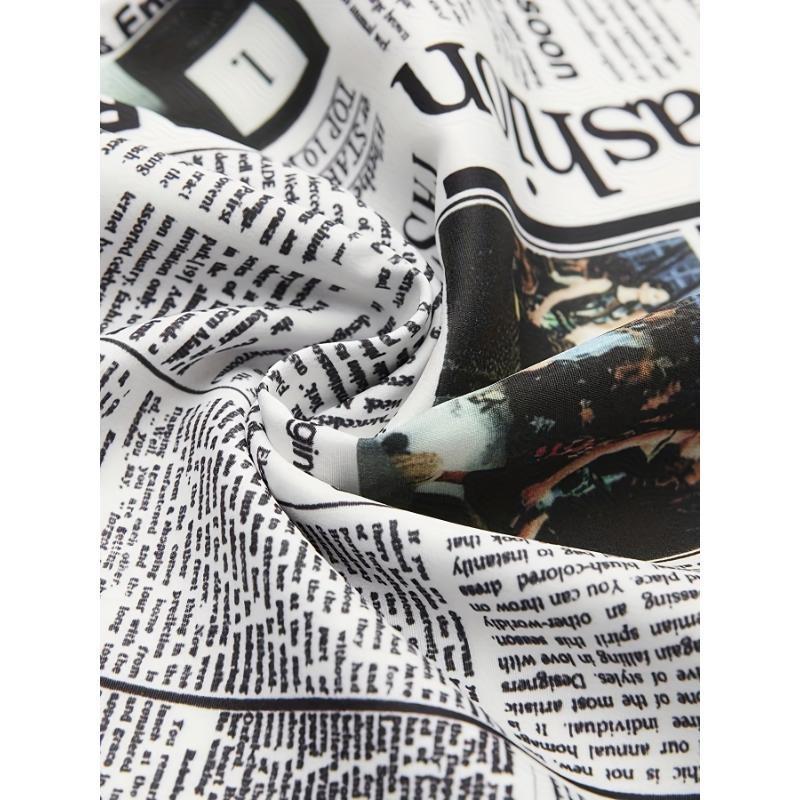 Stylish Newspaper Print High-Waist Palazzo Pants - Comfort Fit, Durable & Easy-Care, Perfect for All Seasons Fabric Womenswear camo pants teacher outfits forbidden pants women flare pants leather pants